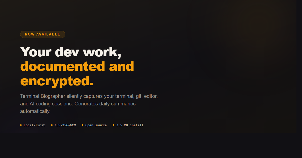 Your Dev Work, Documented and Encrypted